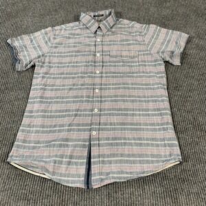 Native Code Shirt Mens Medium Blue Striped Button Up Cotton Dress Wedding Formal